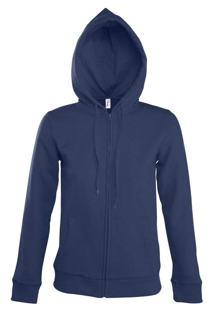 Толстовка женская на молнии с капюшоном Seven Women, темно-синяя Толстовка женская на молнии с капюшоном Seven Women, темно-синяя