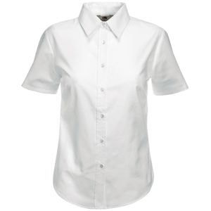 Рубашка "Lady-Fit Short Sleeve Oxford Shirt", белый_L, 70% х/б, 30% п/э, 130 г/м2