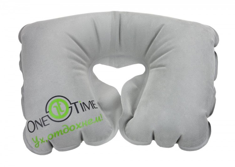 Надувная подушка под шею в чехле Sleep, серая