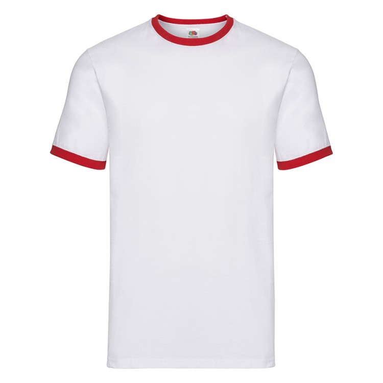 Футболка "Ringer T", белый с красным_2XL, 100% х/б, 160 г/м2