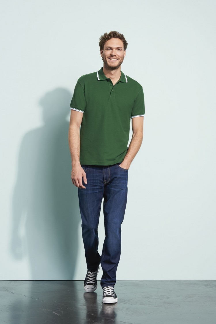 Рубашка поло мужская с контрастной отделкой Practice 270, белый/темно-синий Рубашка поло мужская с контрастной отделкой Practice 270, белый/темно-синий