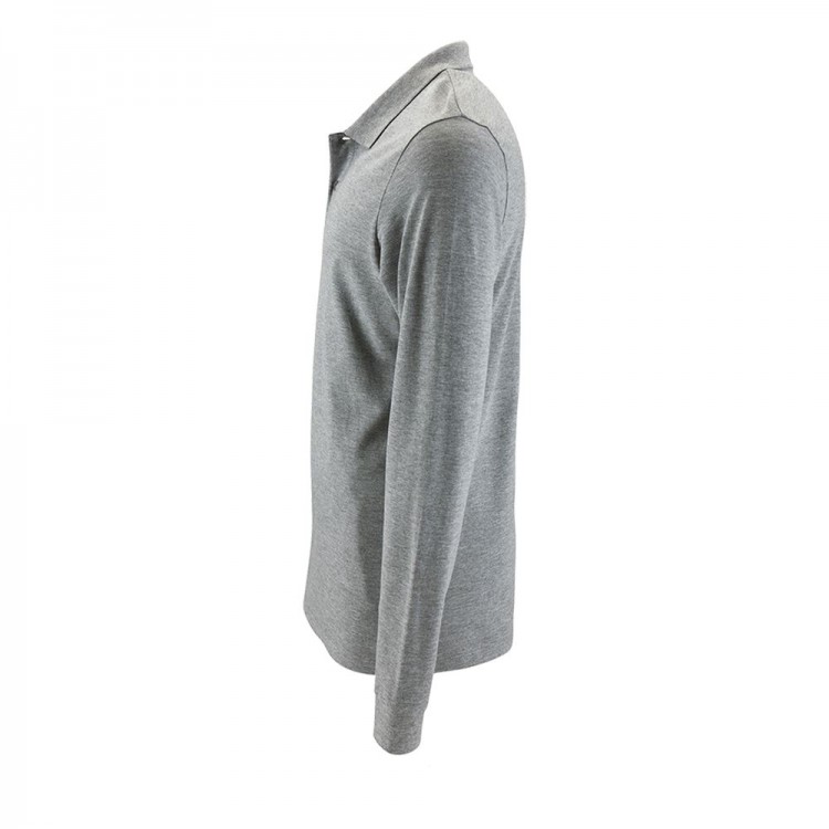 Рубашка поло мужская с длинным рукавом Perfect LSL Men, серый меланж Рубашка поло мужская с длинным рукавом Perfect LSL Men, серый меланж