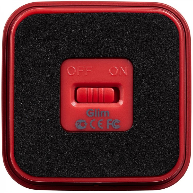 Беспроводная колонка с подсветкой гравировки Glim, красная Беспроводная колонка с подсветкой гравировки Glim, красная