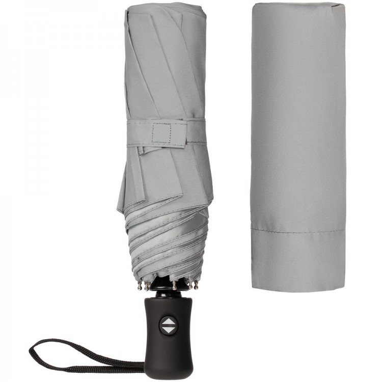 Зонт складной Manifest со светоотражающим куполом, серый Зонт складной Manifest со светоотражающим куполом, серый