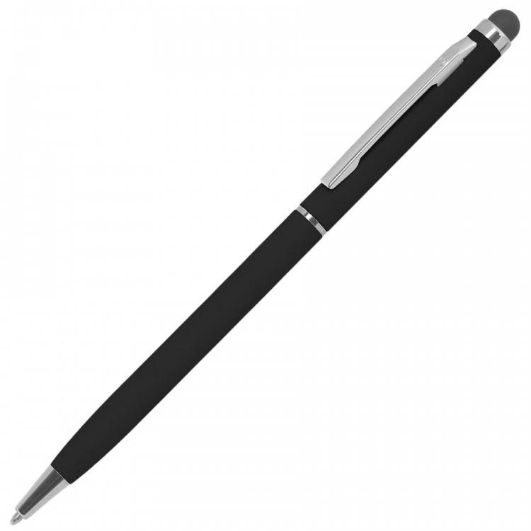 TOUCHWRITER SOFT, ручка шариковая со стилусом для сенсорных экранов, черный/хром, металл/soft-touch