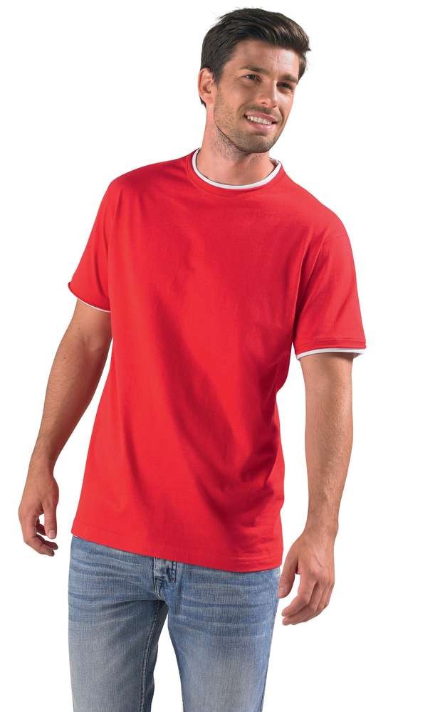 Футболка мужская с контрастной отделкой Madison 170, красный/белый Футболка мужская с контрастной отделкой Madison 170, красный/белый