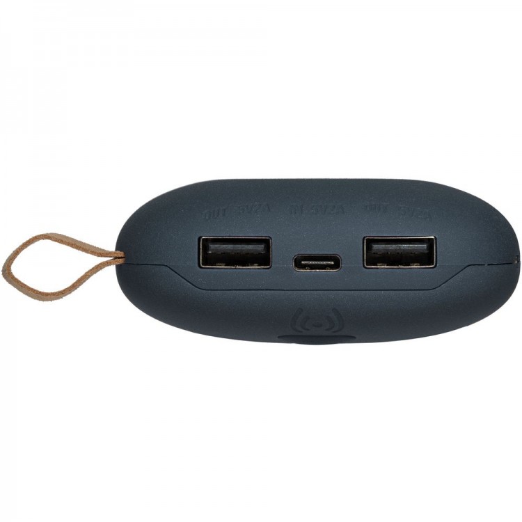 Аккумулятор с беспроводной зарядкой Pebble Wireless 9000 мАч, серо-синий