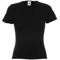 Футболка "Lady-Fit Crew Neck T", черный_L, 95% х/б, 5% эластан, 210 г/м2