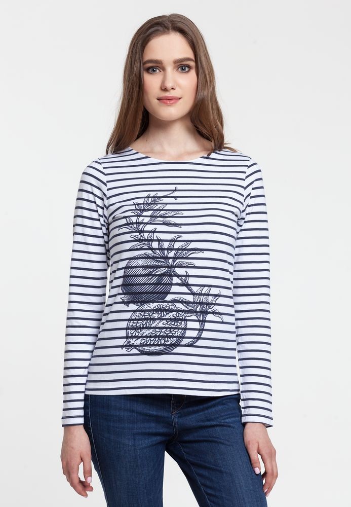 Футболка женская Grand Granat, белая с синим Футболка женская Grand Granat, белая с синим