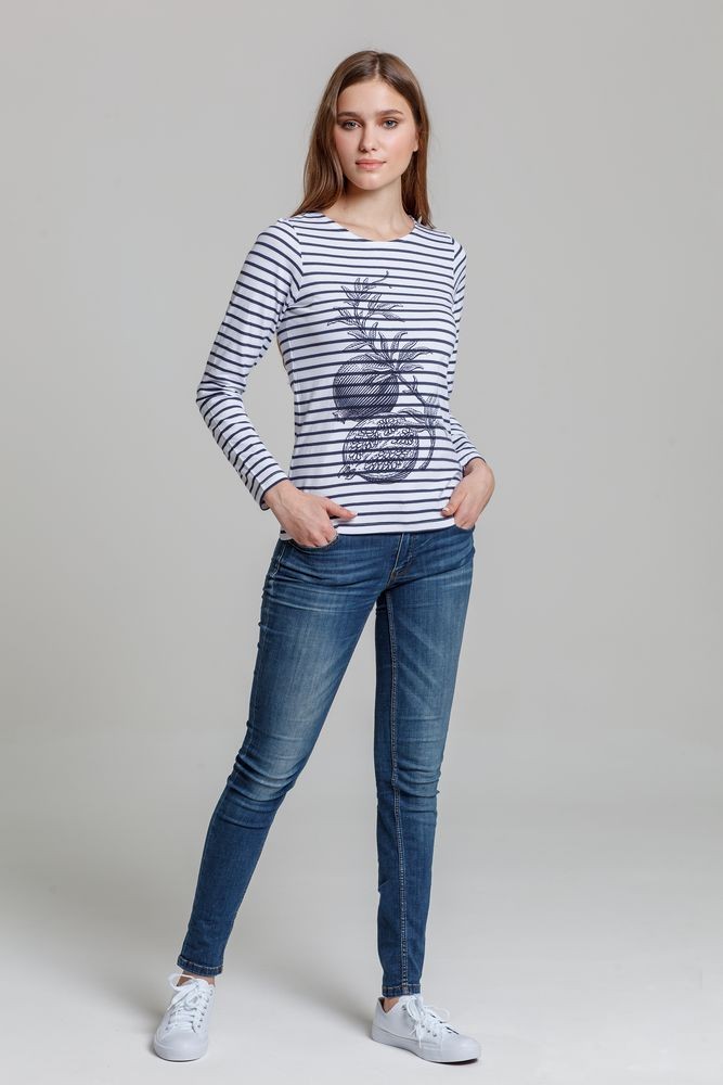 Футболка женская Grand Granat, белая с синим Футболка женская Grand Granat, белая с синим