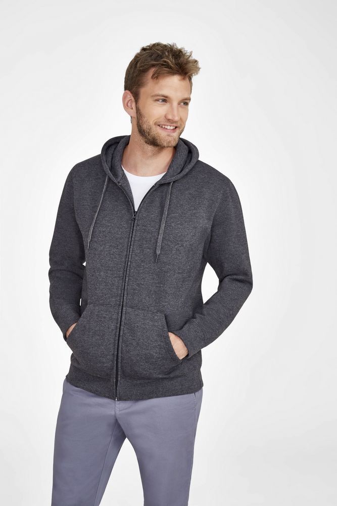 Толстовка мужская на молнии с капюшоном Seven Men, серый меланж Толстовка мужская на молнии с капюшоном Seven Men, серый меланж