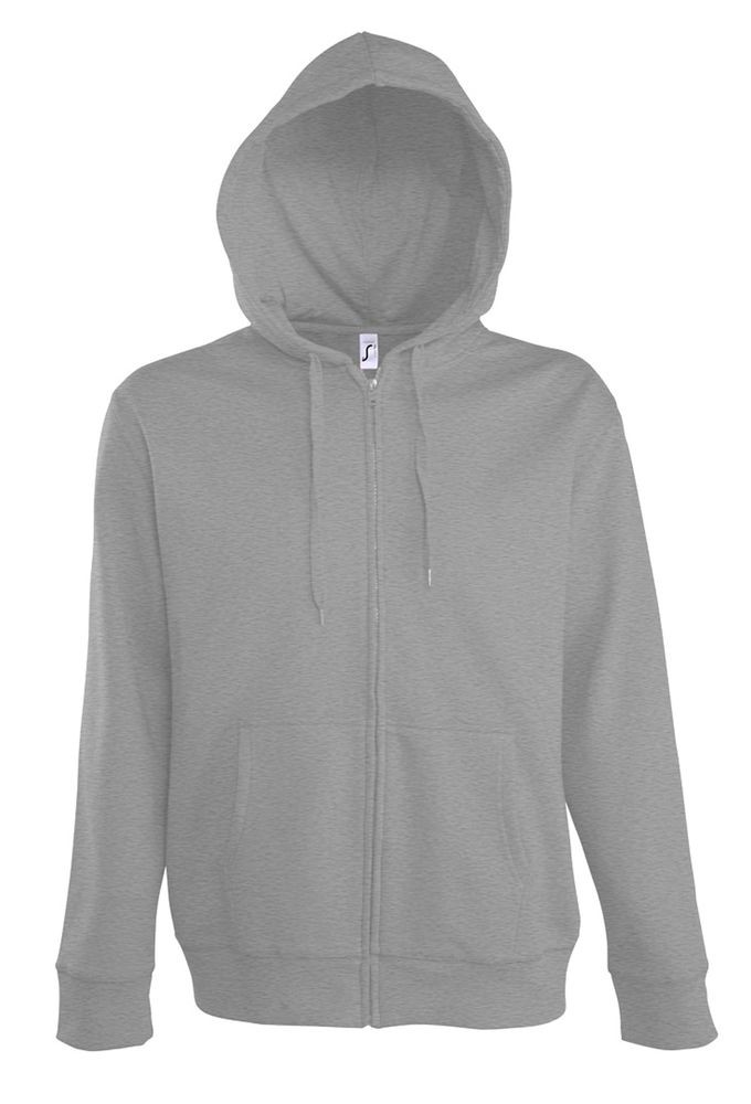 Толстовка мужская на молнии с капюшоном Seven Men, серый меланж Толстовка мужская на молнии с капюшоном Seven Men, серый меланж