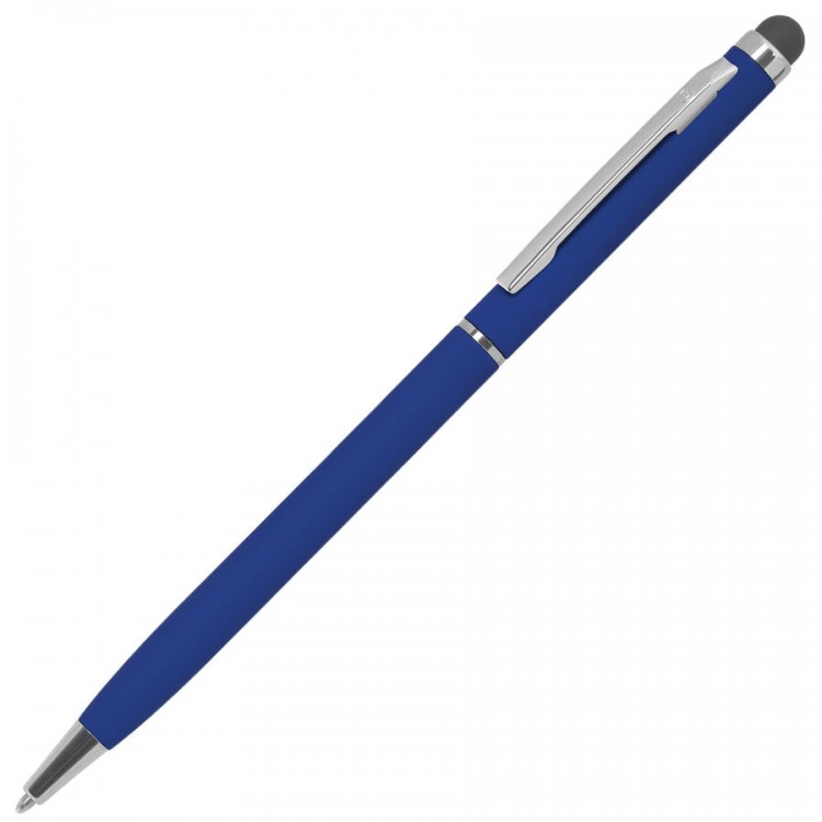 TOUCHWRITER SOFT, ручка шариковая со стилусом для сенсорных экранов, синий/хром, металл/soft-touch
